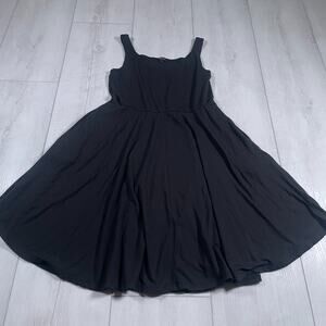 Quince Womens Large Tencel Jersey Fit & Flare Dress Black Basic Sleeveless